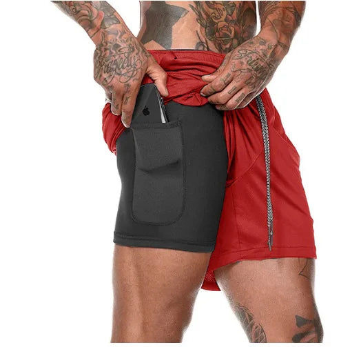 Short de sport homme – Double pont, 2 en 1, jogging, fitness, été, entraînement, plage, pantalon court