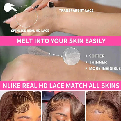 Perruque Lace Frontal Body Wave HD, cheveux humains, reflets blonds .