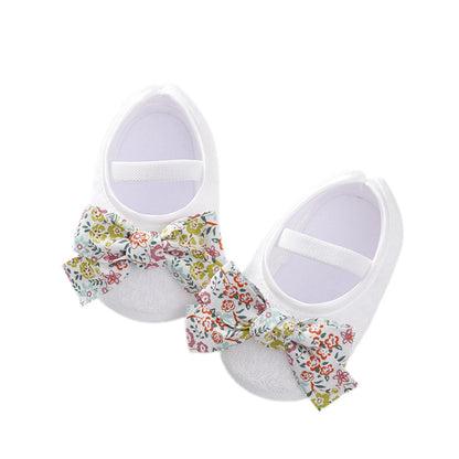 Chaussures plates bébé fille, semelle souple, nœud élastique