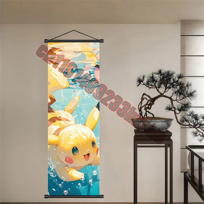 Peinture artistique Pokémon classique japonais – Pikachu, Gengar, Mewtwo – Décoration murale chambre à coucher haute qualité