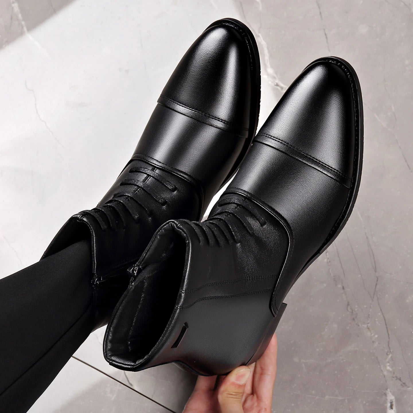 Bottes Chelsea homme cuir hiver - velours thermique, doublure coton