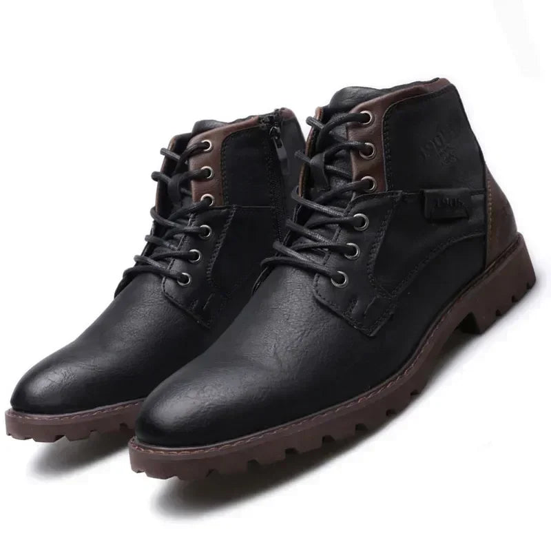 Bottines Cheville Homme Fait Main, Vintage Marron, Usage Travail & Extérieur .