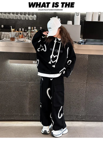 Ensemble survêtement fille 5-12 ans, sweat à capuche et pantalon, automne-hiver .