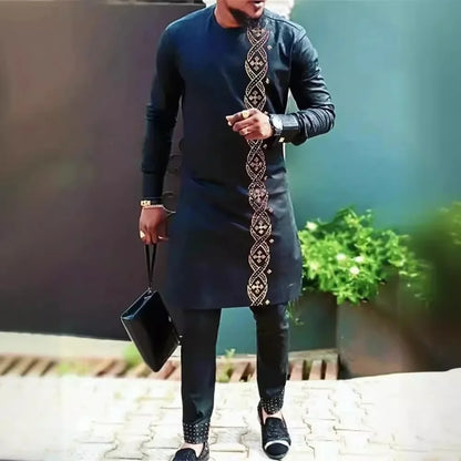 Ensemble Bazin Riche homme, tenue africaine 2 pièces, veste zip Dashiki et pantalon .