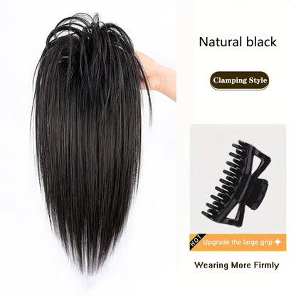 Queue de cheval synthétique OLA bouclée courte à pince noire .