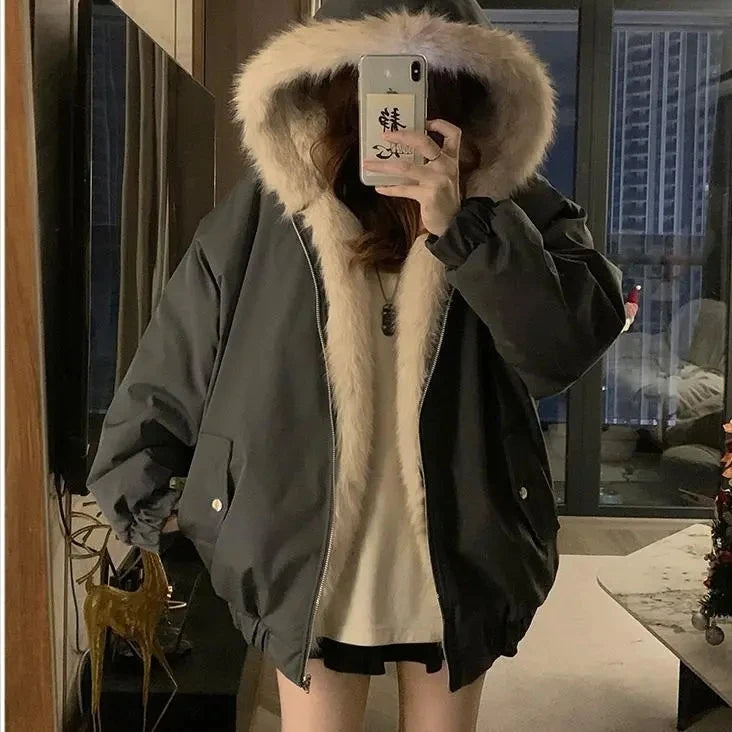 Manteau Femme Chaud – Double Face Capuche Automne/Hiver