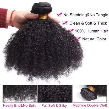 Extensions cheveux humains Remy Vietnam 4B 4C Afro crépus bouclés – Paquets en vrac, armure naturelle, 1/2/3 pièces, qualité premium