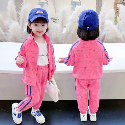 Tenue 2 pièces fille – Survêtement veste zippée et pantalon, 2‑8 ans