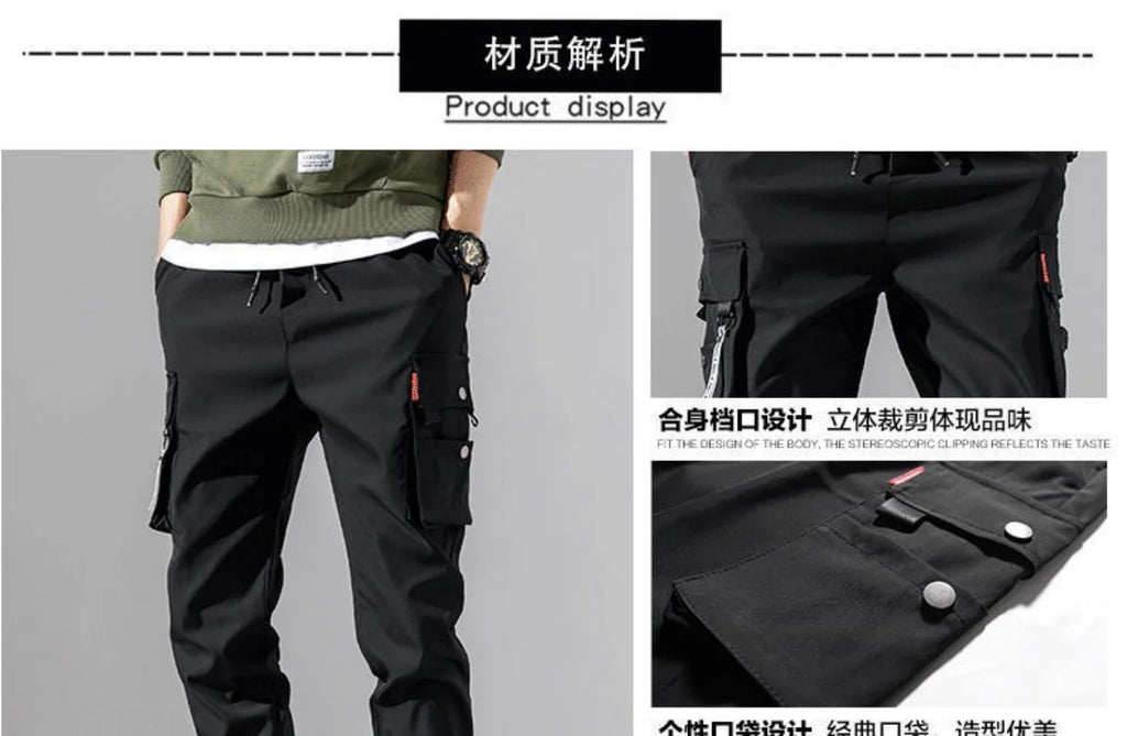 Pantalon jogging homme – Ample, multi-poches, cordon de serrage, streetwear, fitness et plein air