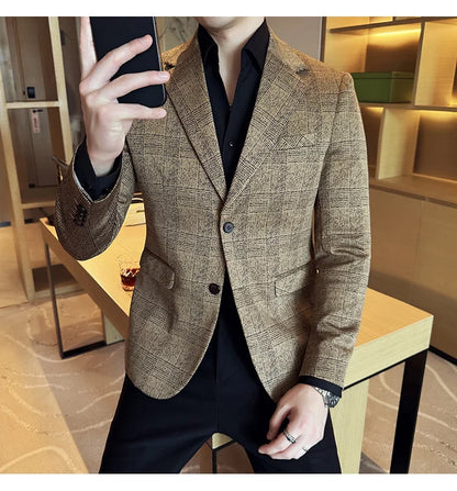 Blazer homme luxe à carreaux, Slim Fit, style britannique – Mariage & affaires .