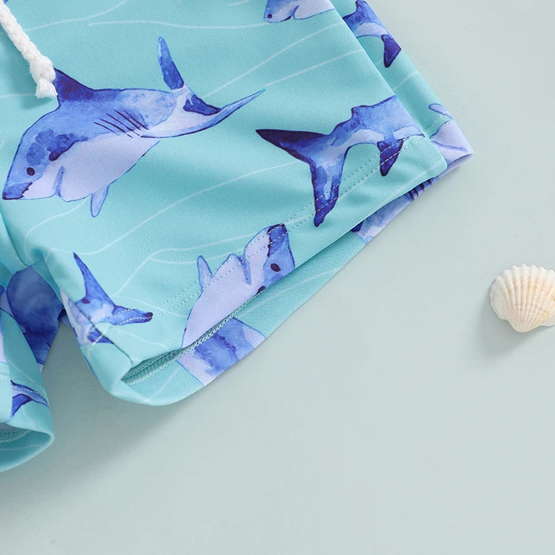 Maillot de bain pour petits garçons de 1 à 4 ans, short imprimé dinosaure/requin