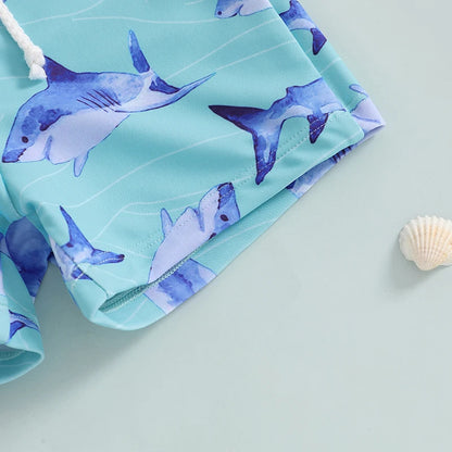 Maillot de bain pour petits garçons de 1 à 4 ans, short imprimé dinosaure/requin
