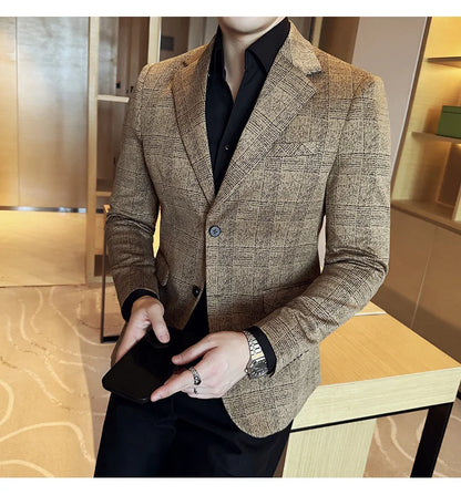 Blazer homme luxe à carreaux, Slim Fit, style britannique – Mariage & affaires .