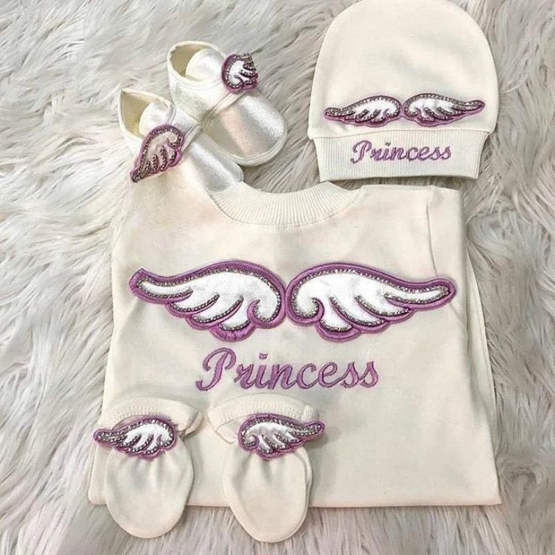 Barboteuse Bébé Jetable avec Nom, Ailes d'Ange, Sortie de Maternité .