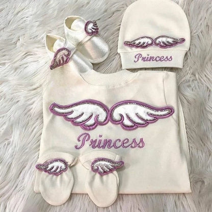 Barboteuse Bébé Jetable avec Nom, Ailes d'Ange, Sortie de Maternité .