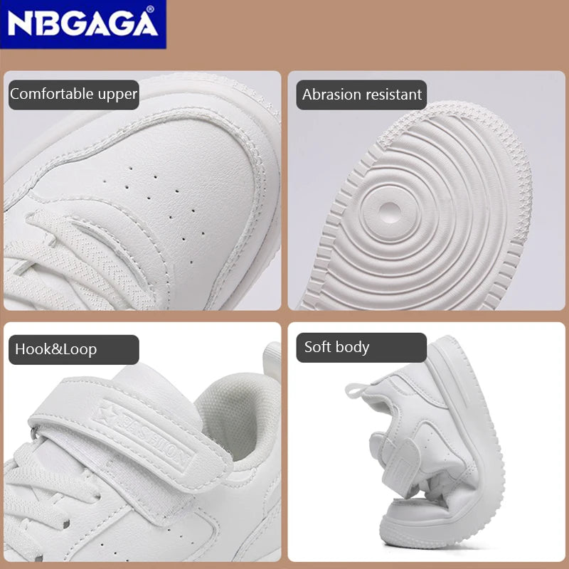 Chaussures de Marche Enfant – Plates en Cuir Noir, Légères, Garçon/Fille