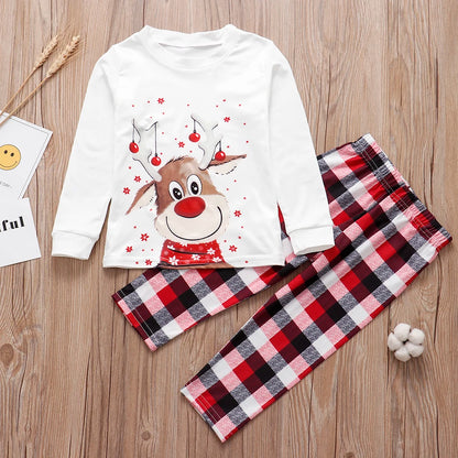 Pyjama de Noël Famille – Tenues Assorties Mère, Père, Enfants & Bébé, Imprimé Cerf Festif