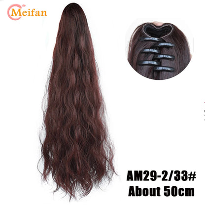 MEIFAN Short Synthetic Ponytail, Natural Claw Clip, Heat Resistant Hair.