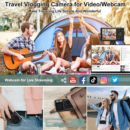 Caméra Vlog Ourlife 5K – Appareil Photo Numérique Double Écran, Zoom 18X, Capteur 80MP, Idéal pour YouTube, Selfie et Voyage