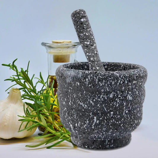 Ensemble mortier et pilon granit à grande bouche, bol portable pour épices et pesto, diamètre 17 cm