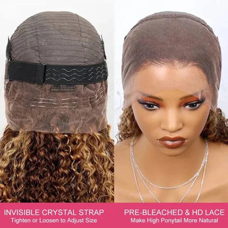 Perruque 360 HD Bouclée 30" Cheveux Humains Sans Colle