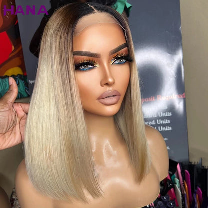 Perruque frontale Bob 13x4, cheveux raides, densité 180%