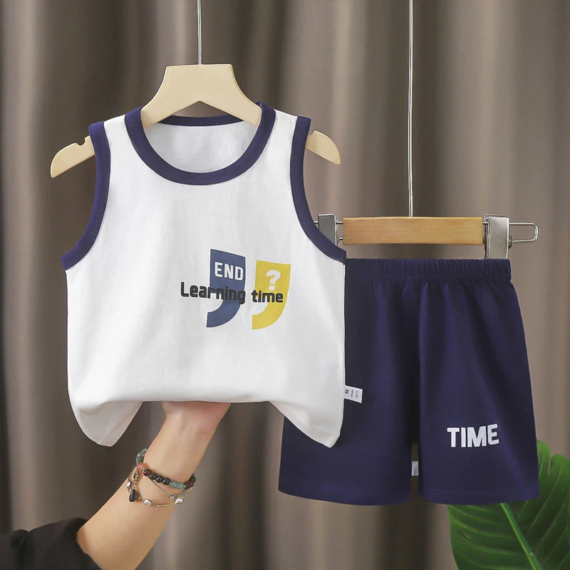 Ensemble pyjama enfant pur coton – Vêtements de maison 2 pièces – Printemps & automne – Doux, respirant, confort