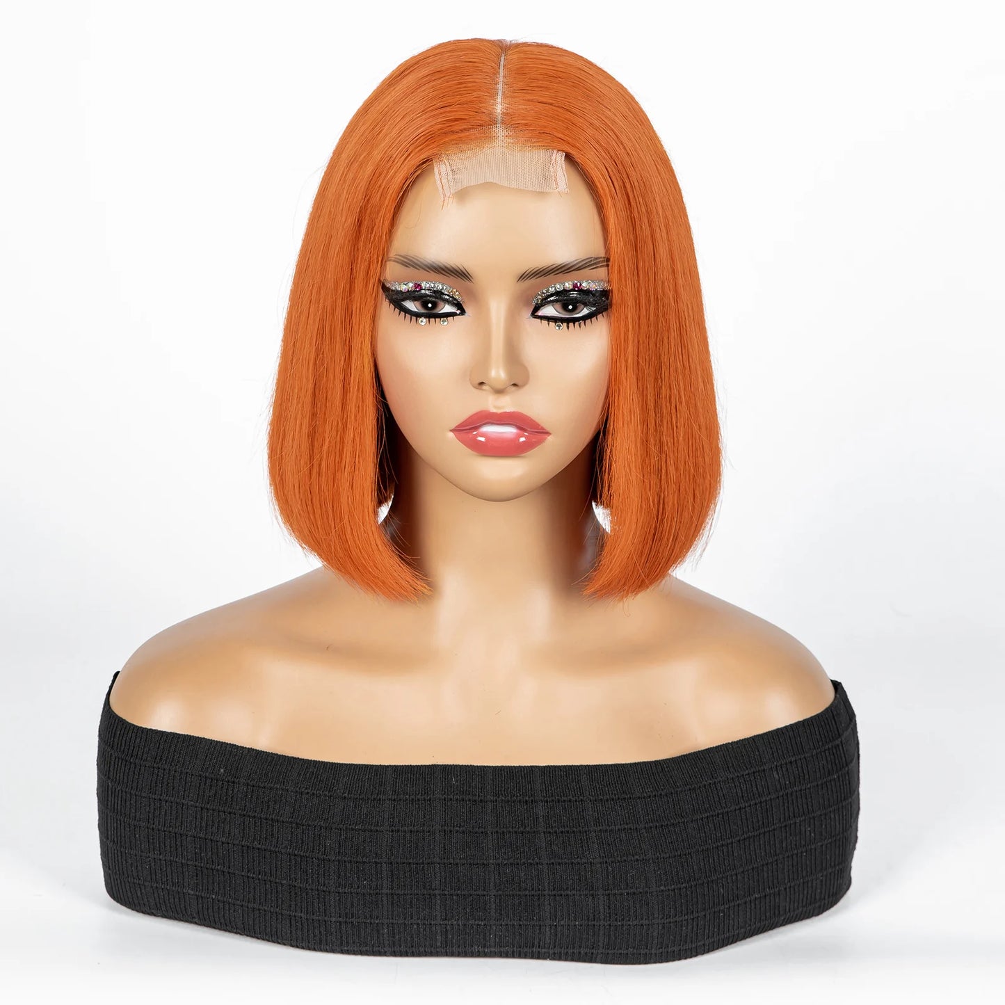 Perruque Bob courte droite colorée – cheveux humains 100%, dentelle 2x6 transparente, densité 250%