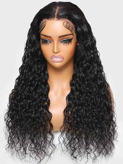 Perruque cheveux humains 30 pouces, dentelle avant 13x6, vague profonde, densité 200%, sans colle, frontale humide