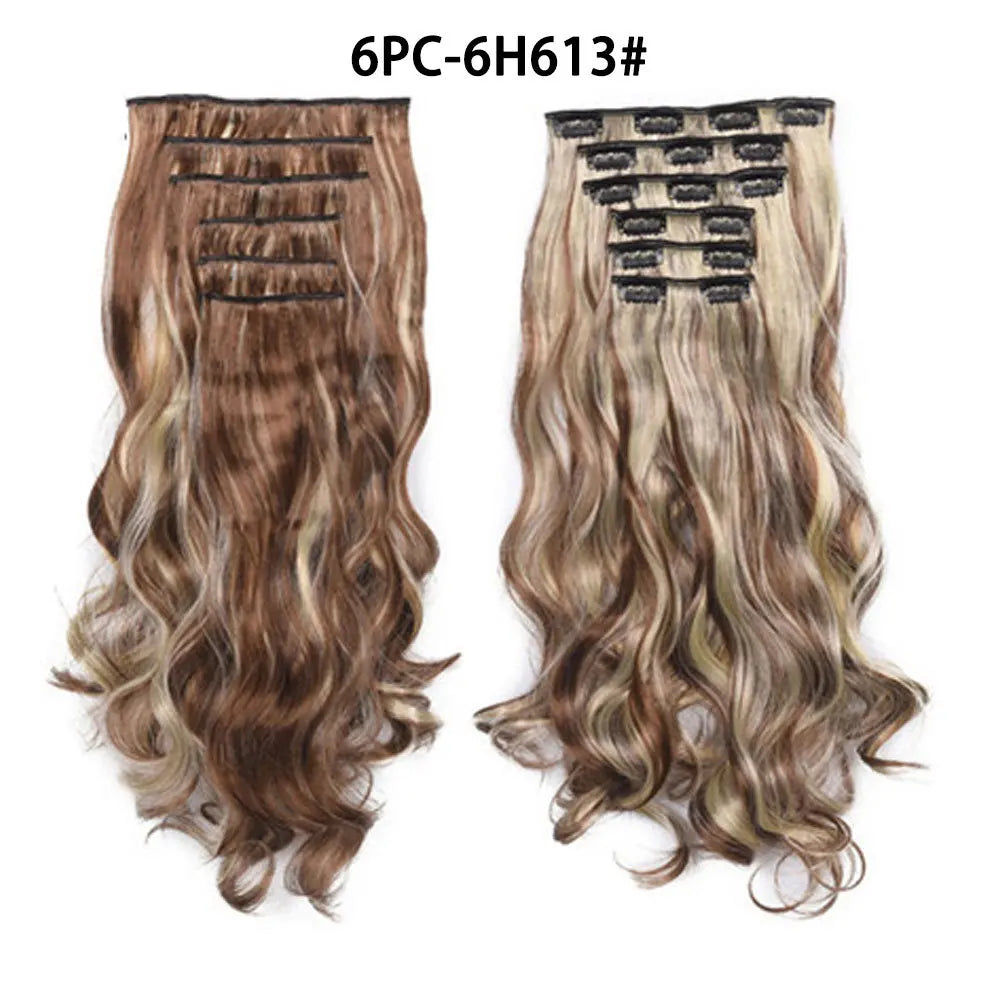 Extensions synthétiques clips - Ondulées bouclées 22'' brun foncé