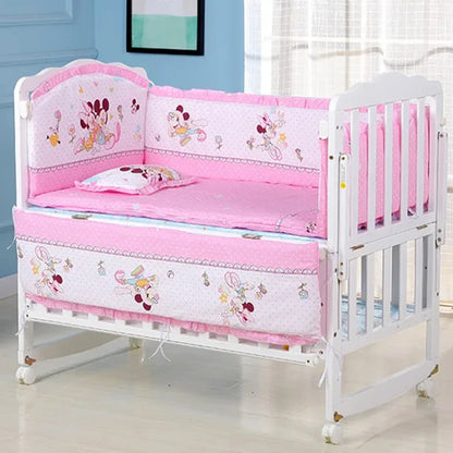 Parure de lit bébé garçon/fille 6 pièces – Ensemble literie luxe avec matelas, oreiller, 4 pare-chocs