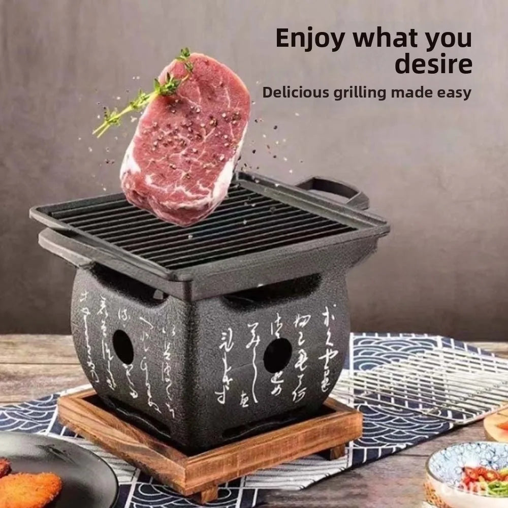 Poêle à Charbon Style Japonais – Mini Gril Portable en Aluminium, Idéal pour BBQ, Extérieur et Camping