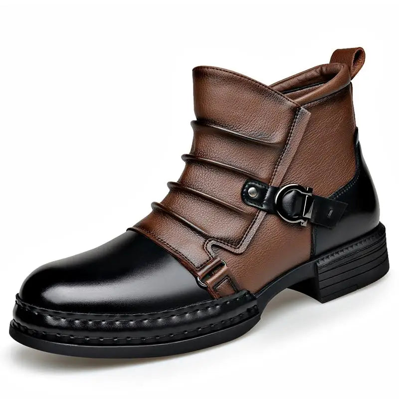 StephanBoots - Bottes basses rétro homme cuir peluche hiver