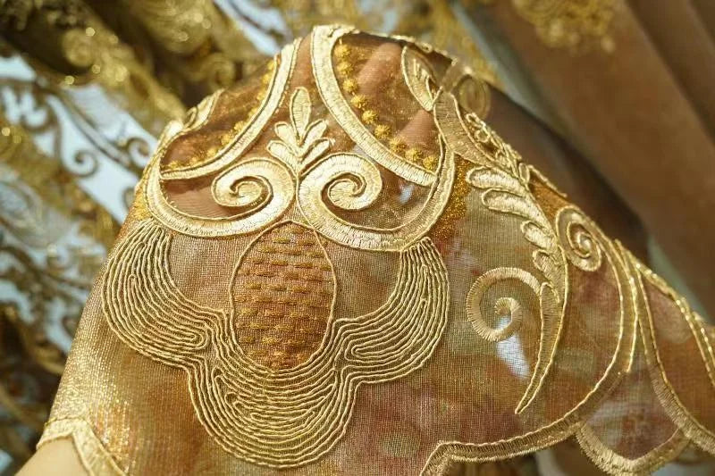 Rideau Brodé Luxe – Chenille, Style Européen, Avec Cantonnière .