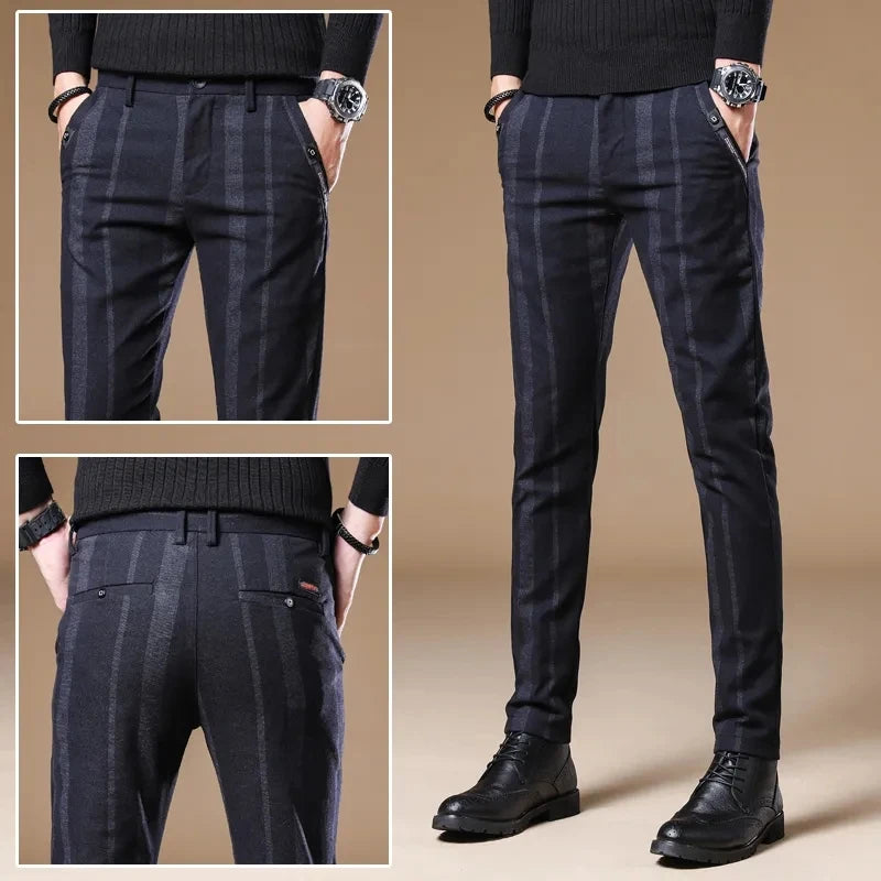 Pantalon Slim à Rayures Homme  – Streetwear Coréen, Mode Masculin, Basique Sport, Nouvelle Collection Printemps-Été