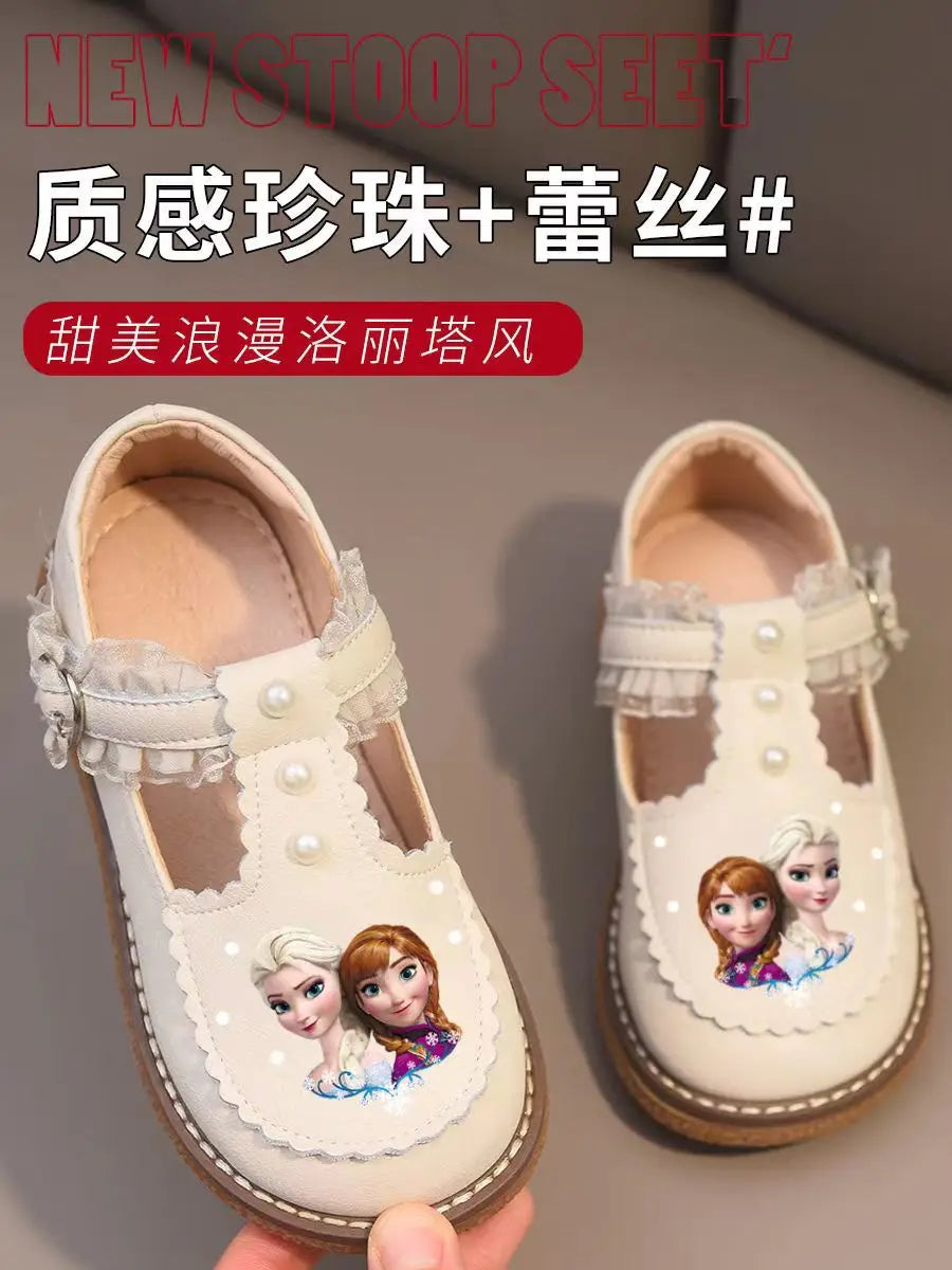 Chaussures fille Disney cuir souple printemps, princesse, semelle antidérapante, style Lolita.