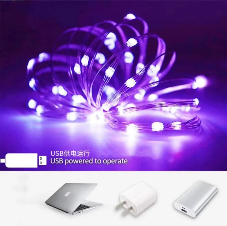 Guirlande LED 1-20m étanche USB fil cuivre/argent – Lumières fée déco fête Noël mariage