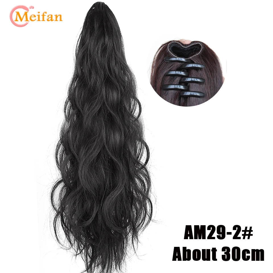 MEIFAN Short Synthetic Ponytail, Natural Claw Clip, Heat Resistant Hair.