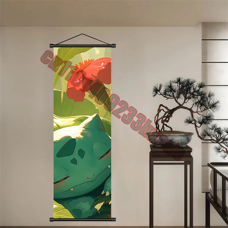 Peinture artistique Pokémon classique japonais – Pikachu, Gengar, Mewtwo – Décoration murale chambre à coucher haute qualité