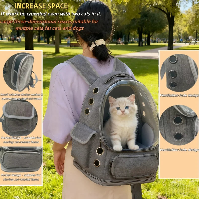 Sac à dos animal de compagnie – Transparent, respirant, pour chats et petits chiens, voyage extérieur