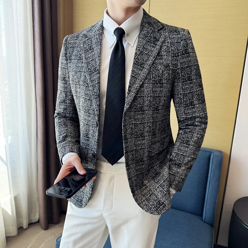 Blazer homme luxe à carreaux, Slim Fit, style britannique – Mariage & affaires .