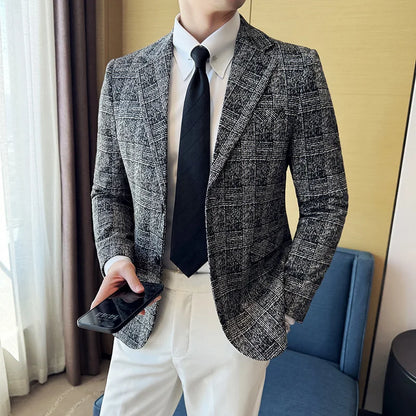 Blazer homme luxe à carreaux, Slim Fit, style britannique – Mariage & affaires .