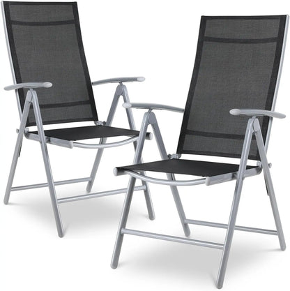Lot de 2 chaises de jardin pliantes, dossier 7 positions, charge 150 kg .