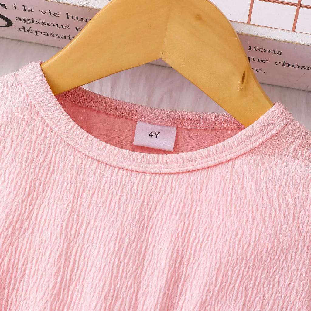 Robe fille gaze rose – Manches longues, douce, mignonne, 2-7 ans, printemps automne