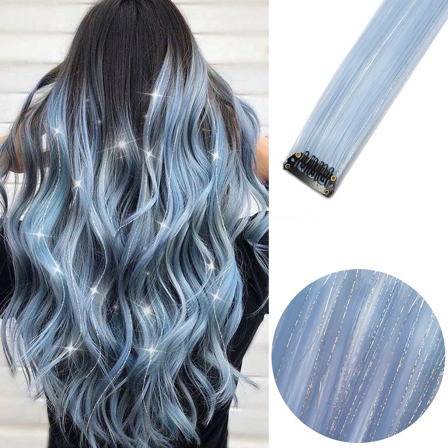 Extensions capillaires synthétiques à reflets colorés pour filles, postiches lisses multicolores de 22 pouces, 6 pièces/paquet