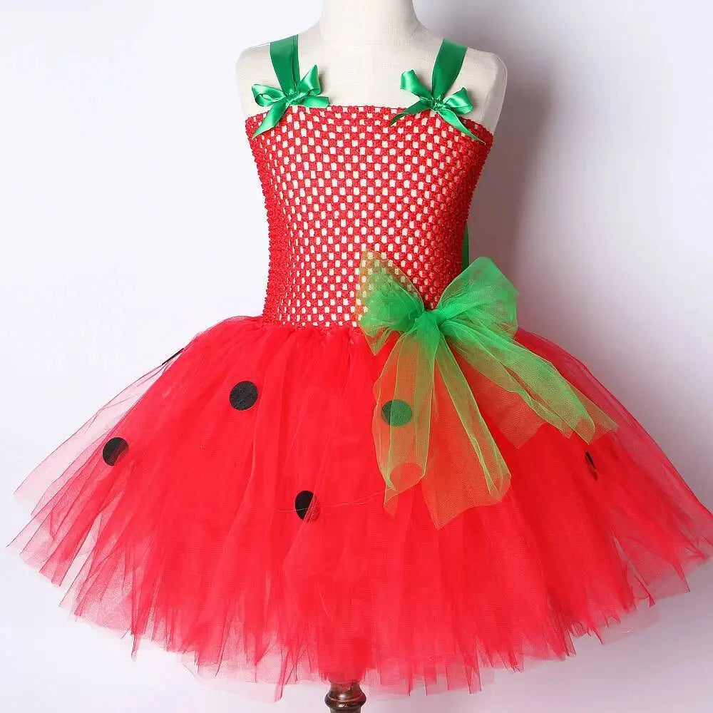 Robe tutu fraise enfant – Costume princesse fille, anniversaire, Halloween, Noël