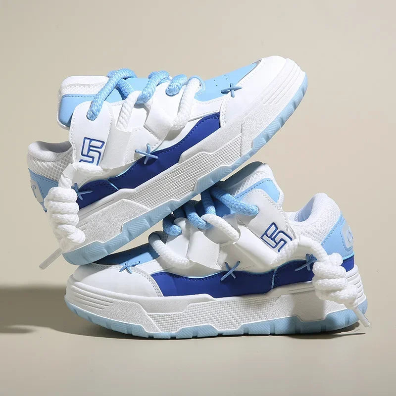 Chaussures chunky polyvalentes pour hommes et femmes, blanches