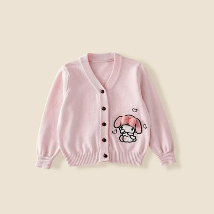 Ensemble cosplay Sanrio Kuromi My Melody 2024, jupe plissée JK, cardigan tricoté style collégial, costume trois pièces pour enfants