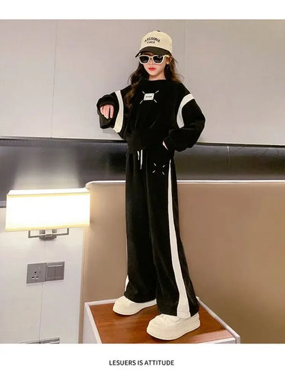 Ensemble bébé fille coréen 2 pièces 4-15 ans, style printemps, tendance oversize .