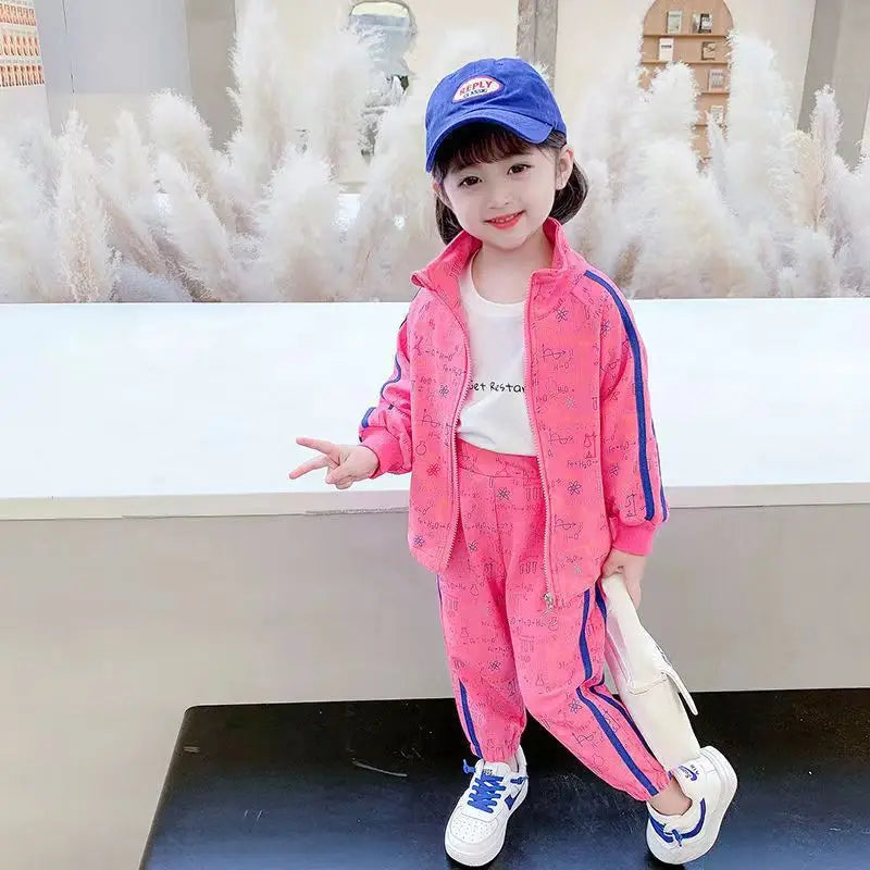 Tenue 2 pièces fille – Survêtement veste zippée et pantalon, 2‑8 ans